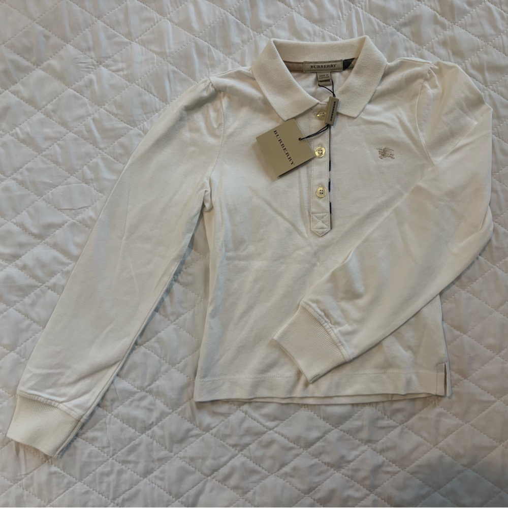 Burberry Long Sleeve Polo Shirt with Embroidered Logo